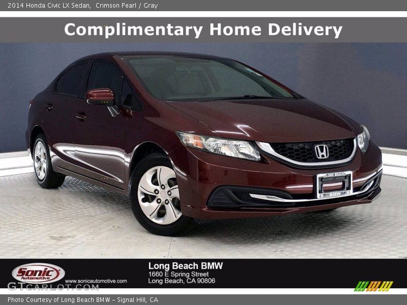 Crimson Pearl / Gray 2014 Honda Civic LX Sedan