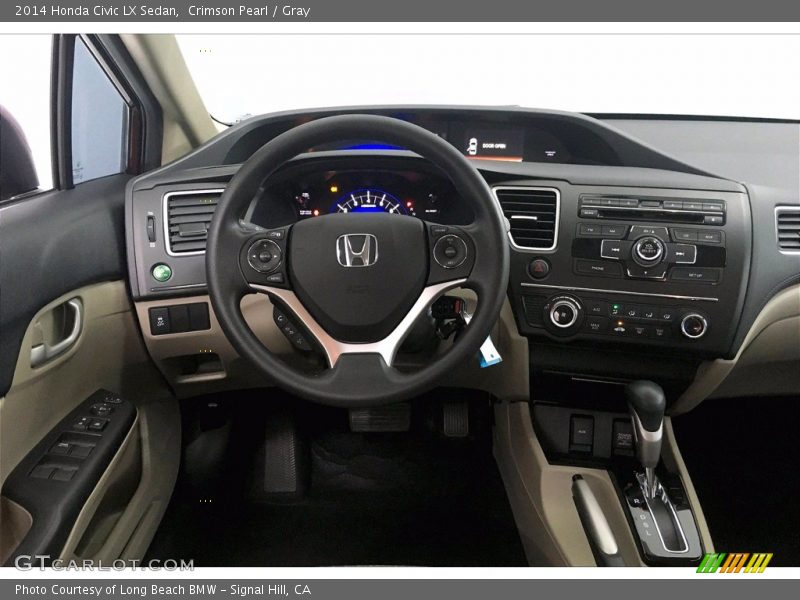 Crimson Pearl / Gray 2014 Honda Civic LX Sedan
