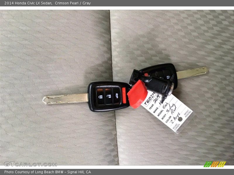 Crimson Pearl / Gray 2014 Honda Civic LX Sedan