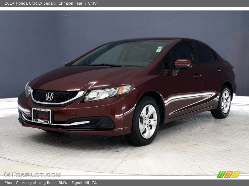 Crimson Pearl / Gray 2014 Honda Civic LX Sedan