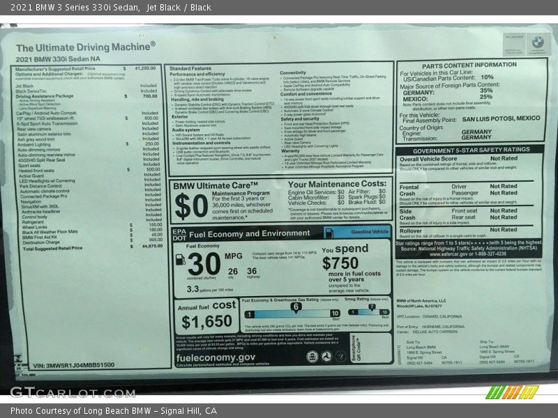 Jet Black / Black 2021 BMW 3 Series 330i Sedan