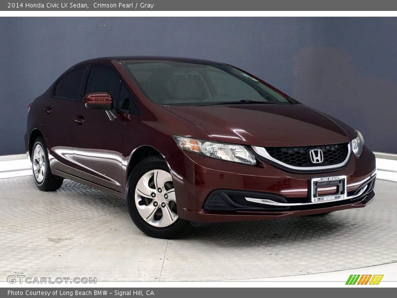 Crimson Pearl / Gray 2014 Honda Civic LX Sedan