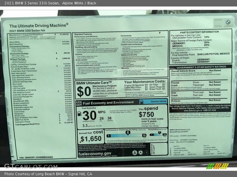 Alpine White / Black 2021 BMW 3 Series 330i Sedan