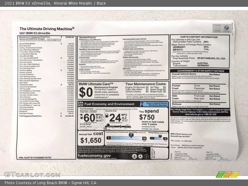 Mineral White Metallic / Black 2021 BMW X3 xDrive30e