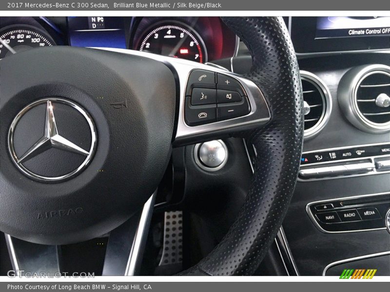 Brilliant Blue Metallic / Silk Beige/Black 2017 Mercedes-Benz C 300 Sedan