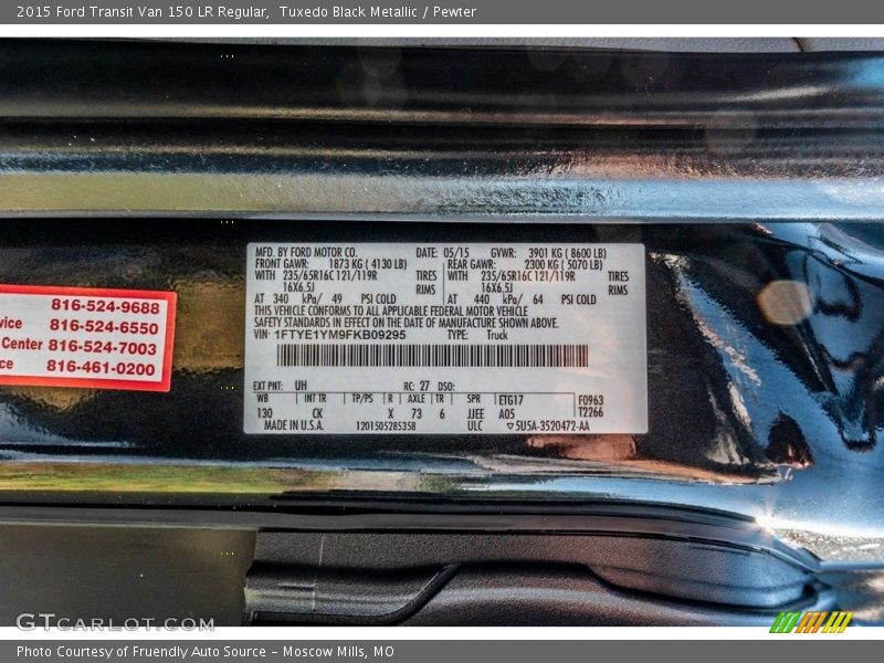 Tuxedo Black Metallic / Pewter 2015 Ford Transit Van 150 LR Regular