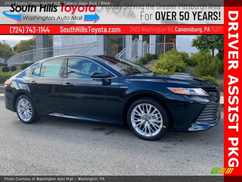 Galactic Aqua Mica / Black 2020 Toyota Camry Hybrid XLE