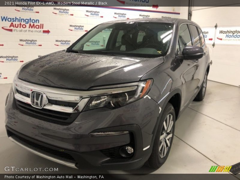 Modern Steel Metallic / Black 2021 Honda Pilot EX-L AWD