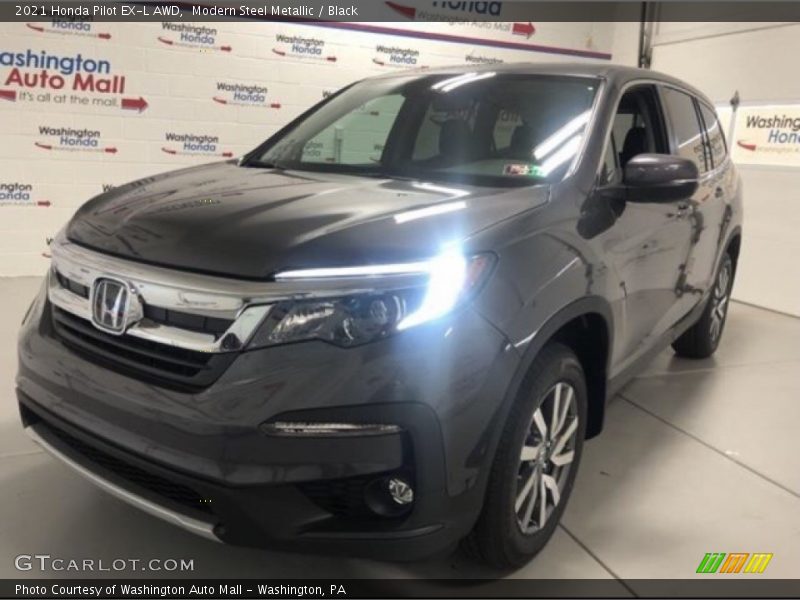 Modern Steel Metallic / Black 2021 Honda Pilot EX-L AWD