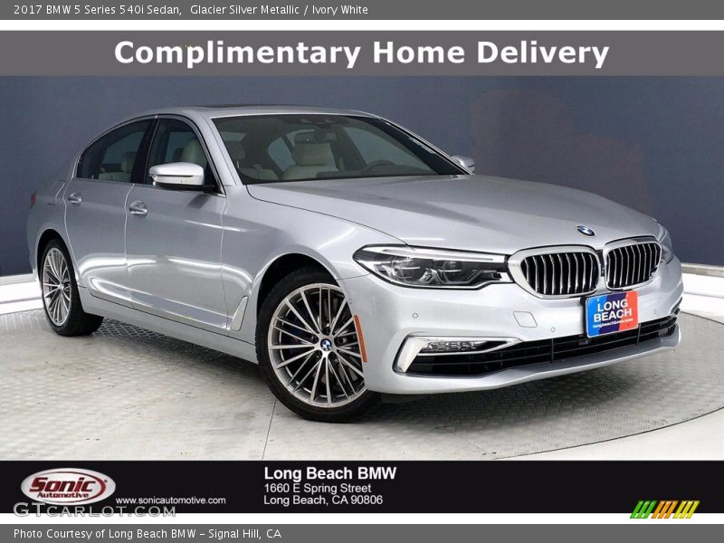 Glacier Silver Metallic / Ivory White 2017 BMW 5 Series 540i Sedan