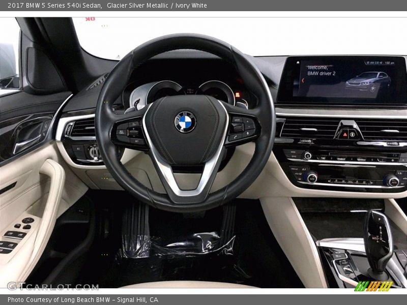Glacier Silver Metallic / Ivory White 2017 BMW 5 Series 540i Sedan