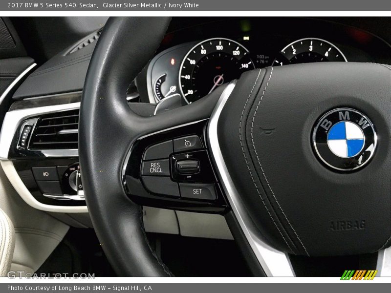 Glacier Silver Metallic / Ivory White 2017 BMW 5 Series 540i Sedan