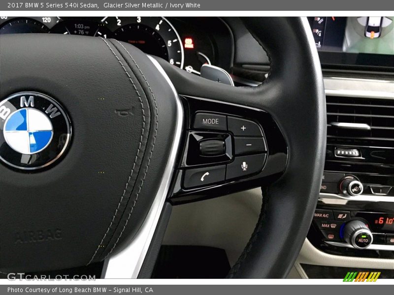 Glacier Silver Metallic / Ivory White 2017 BMW 5 Series 540i Sedan