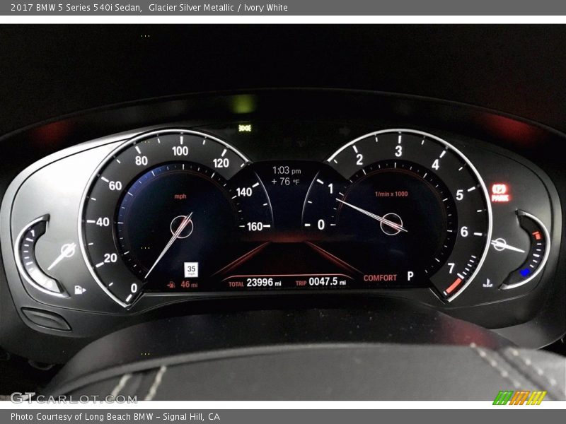 Glacier Silver Metallic / Ivory White 2017 BMW 5 Series 540i Sedan