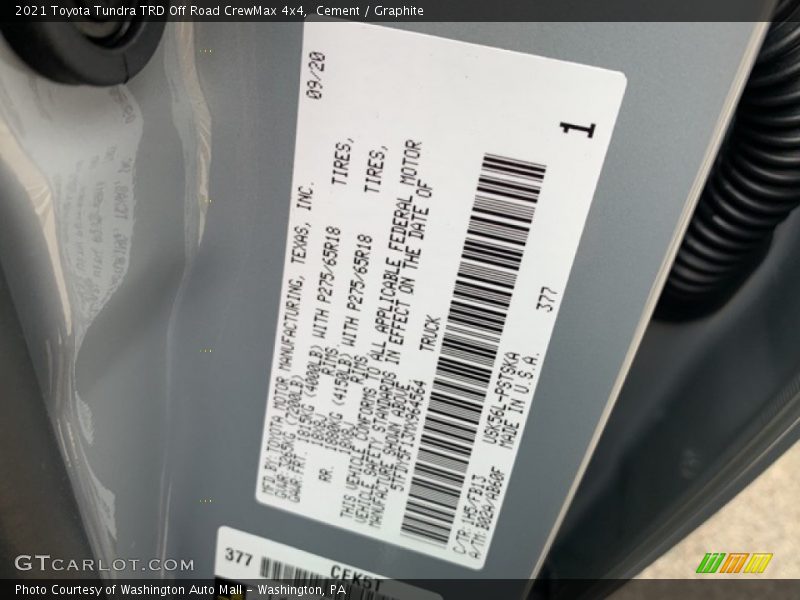 Cement / Graphite 2021 Toyota Tundra TRD Off Road CrewMax 4x4