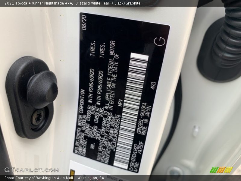 2021 4Runner Nightshade 4x4 Blizzard White Pearl Color Code 070