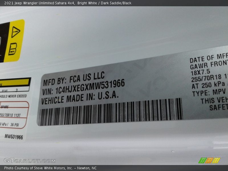 Bright White / Dark Saddle/Black 2021 Jeep Wrangler Unlimited Sahara 4x4