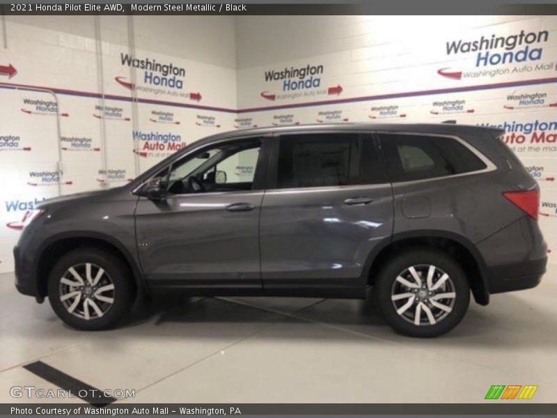 Modern Steel Metallic / Black 2021 Honda Pilot Elite AWD