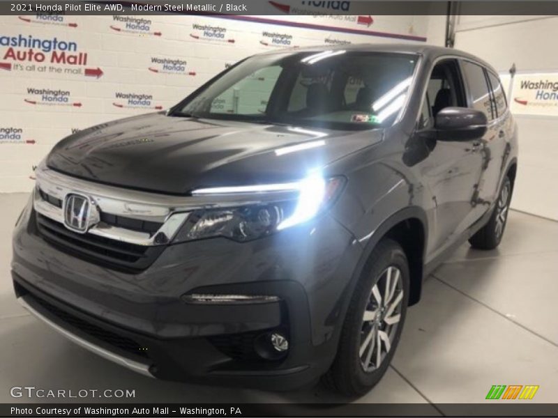 Modern Steel Metallic / Black 2021 Honda Pilot Elite AWD