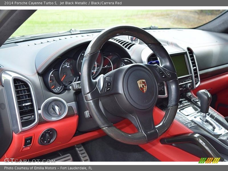 Jet Black Metallic / Black/Carrera Red 2014 Porsche Cayenne Turbo S