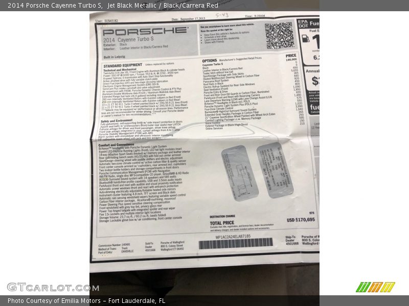  2014 Cayenne Turbo S Window Sticker