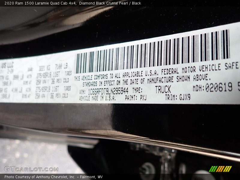 Diamond Black Crystal Pearl / Black 2020 Ram 1500 Laramie Quad Cab 4x4