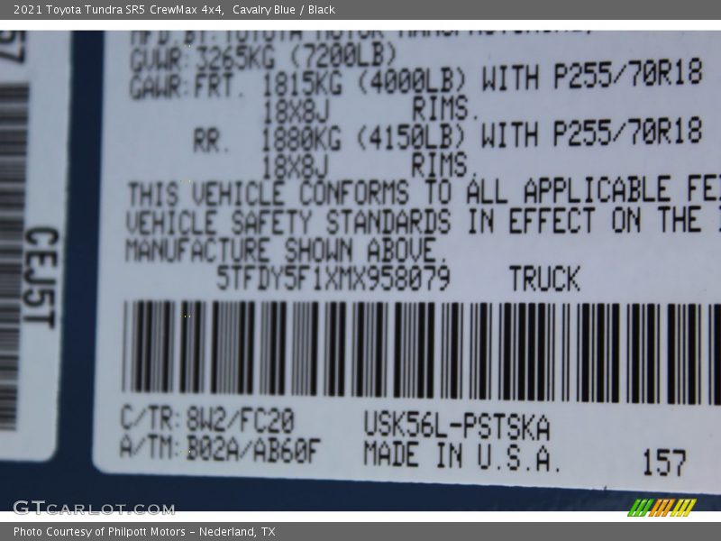 Cavalry Blue / Black 2021 Toyota Tundra SR5 CrewMax 4x4