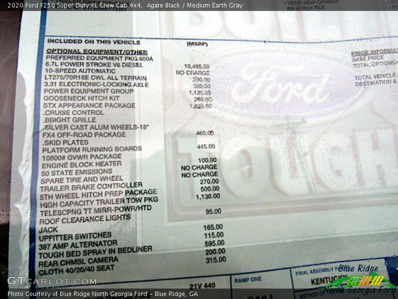 Agate Black / Medium Earth Gray 2020 Ford F250 Super Duty XL Crew Cab 4x4