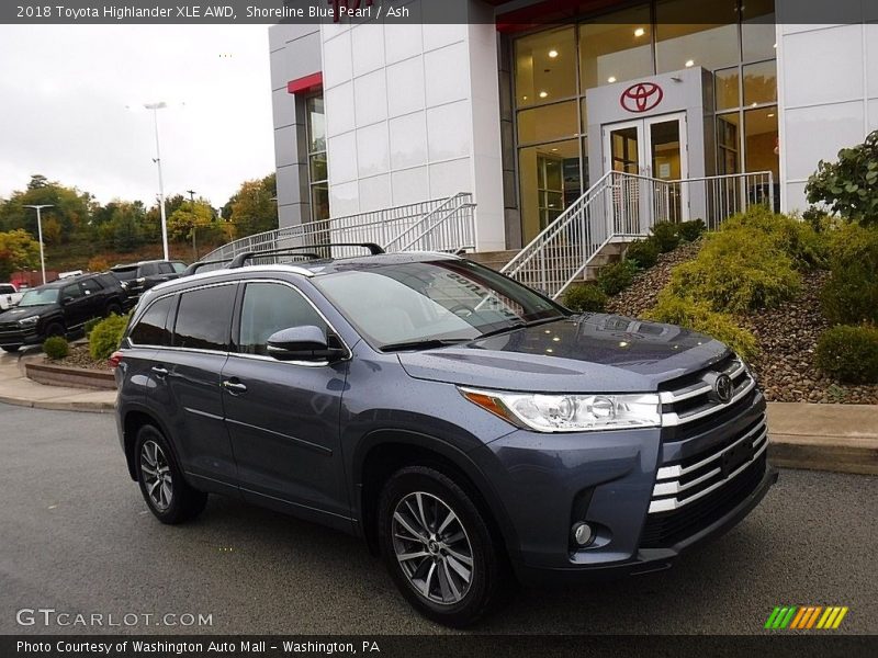 Shoreline Blue Pearl / Ash 2018 Toyota Highlander XLE AWD