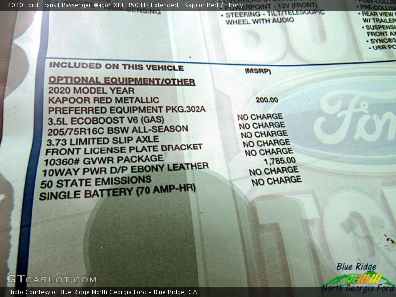 Kapoor Red / Ebony 2020 Ford Transit Passenger Wagon XLT 350 HR Extended