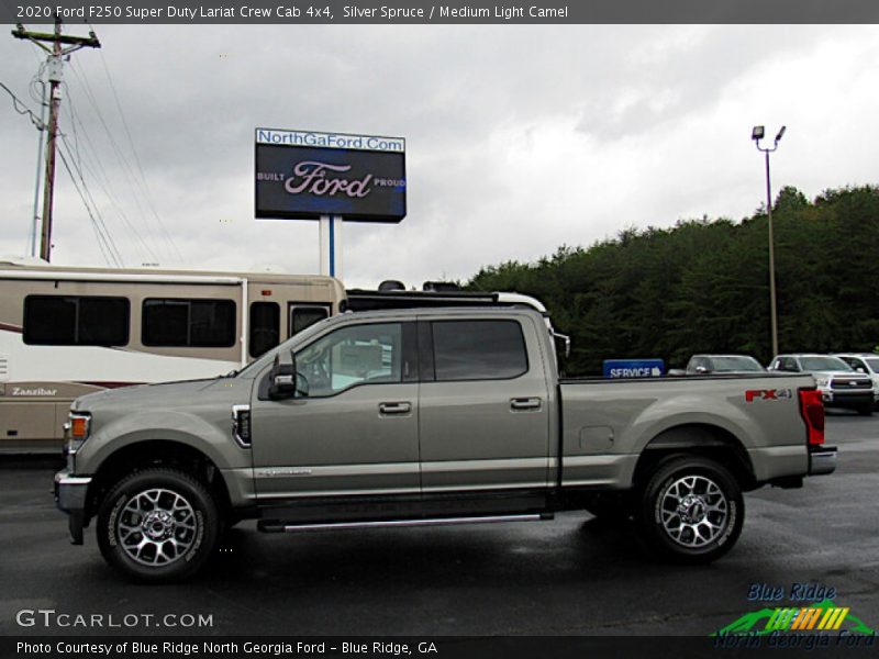 Silver Spruce / Medium Light Camel 2020 Ford F250 Super Duty Lariat Crew Cab 4x4