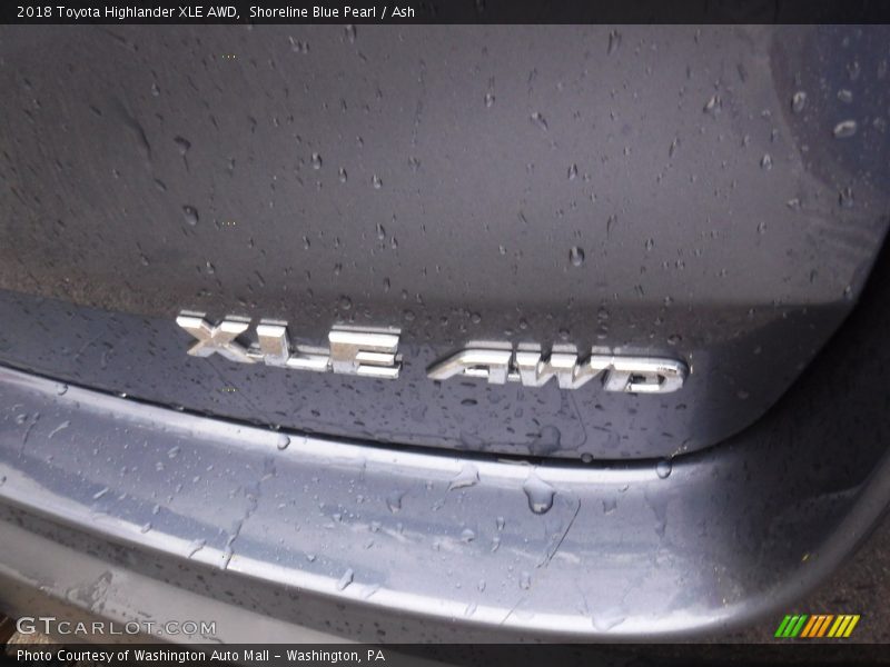 Shoreline Blue Pearl / Ash 2018 Toyota Highlander XLE AWD