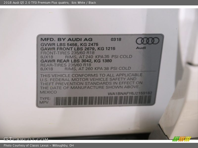 Ibis White / Black 2018 Audi Q5 2.0 TFSI Premium Plus quattro