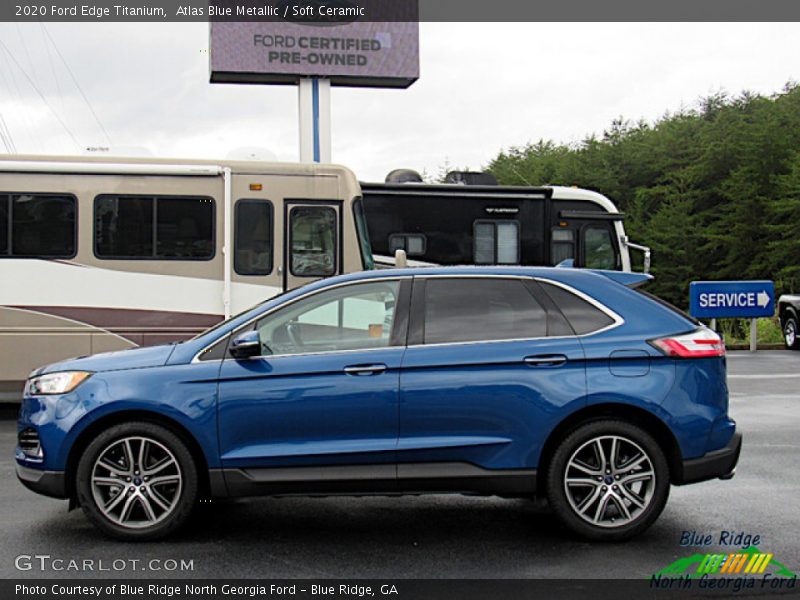 Atlas Blue Metallic / Soft Ceramic 2020 Ford Edge Titanium