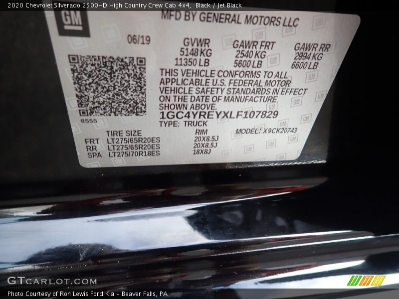 Black / Jet Black 2020 Chevrolet Silverado 2500HD High Country Crew Cab 4x4