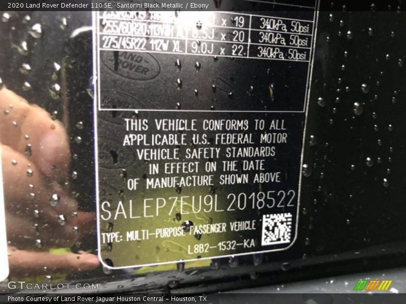 Santorini Black Metallic / Ebony 2020 Land Rover Defender 110 SE