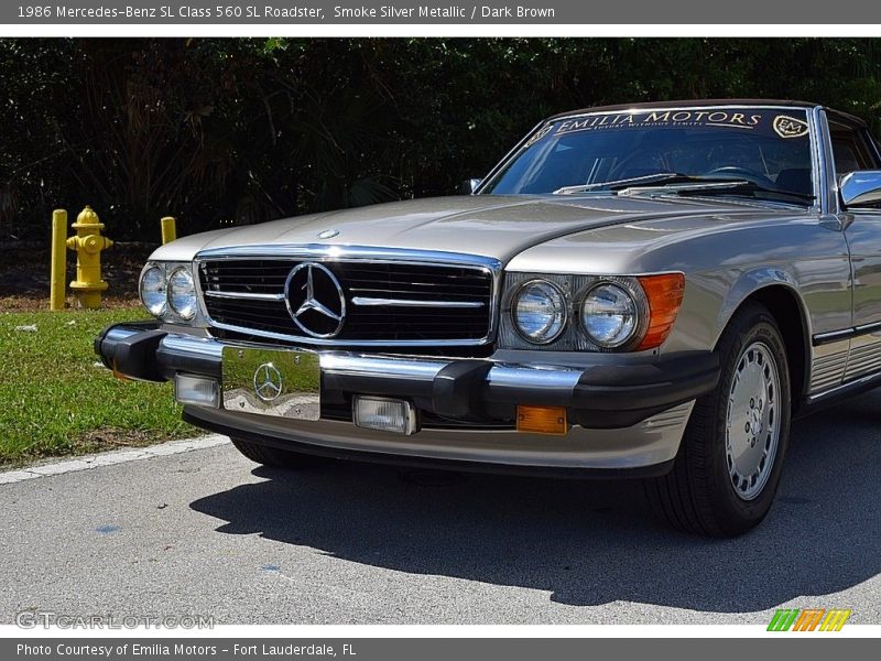 Smoke Silver Metallic / Dark Brown 1986 Mercedes-Benz SL Class 560 SL Roadster