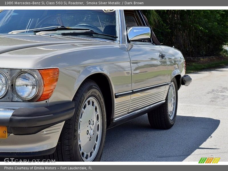 Smoke Silver Metallic / Dark Brown 1986 Mercedes-Benz SL Class 560 SL Roadster