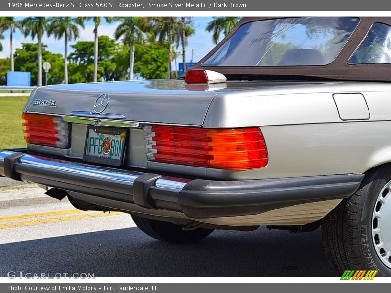 Smoke Silver Metallic / Dark Brown 1986 Mercedes-Benz SL Class 560 SL Roadster