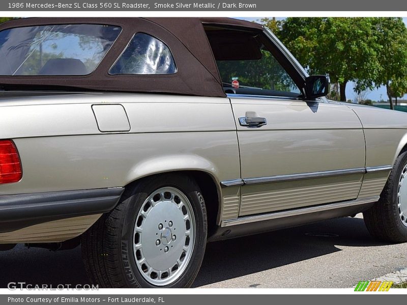 Smoke Silver Metallic / Dark Brown 1986 Mercedes-Benz SL Class 560 SL Roadster