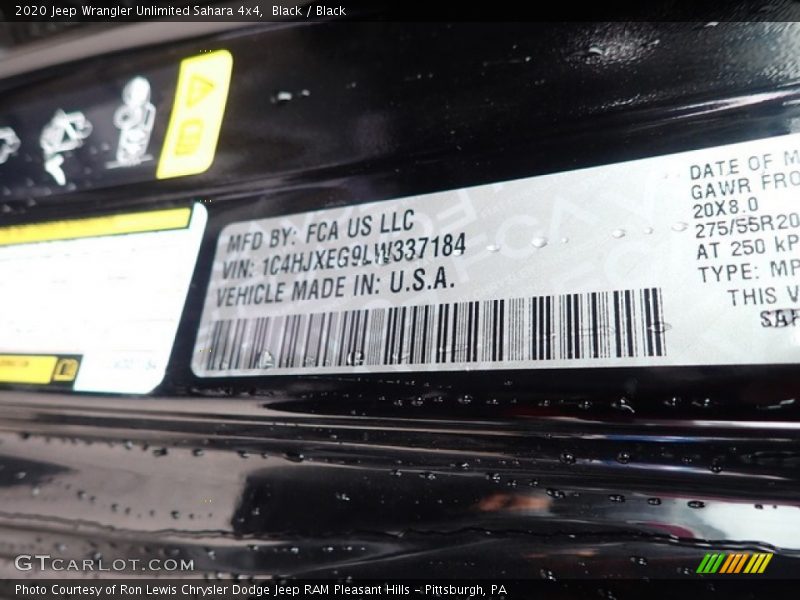 Black / Black 2020 Jeep Wrangler Unlimited Sahara 4x4