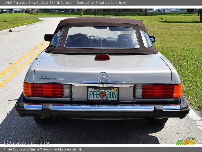 Smoke Silver Metallic / Dark Brown 1986 Mercedes-Benz SL Class 560 SL Roadster
