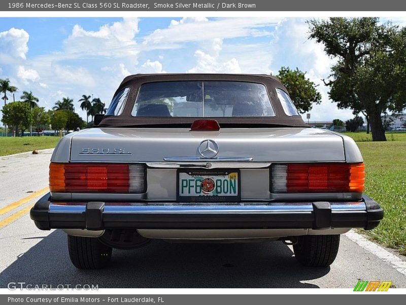 Smoke Silver Metallic / Dark Brown 1986 Mercedes-Benz SL Class 560 SL Roadster