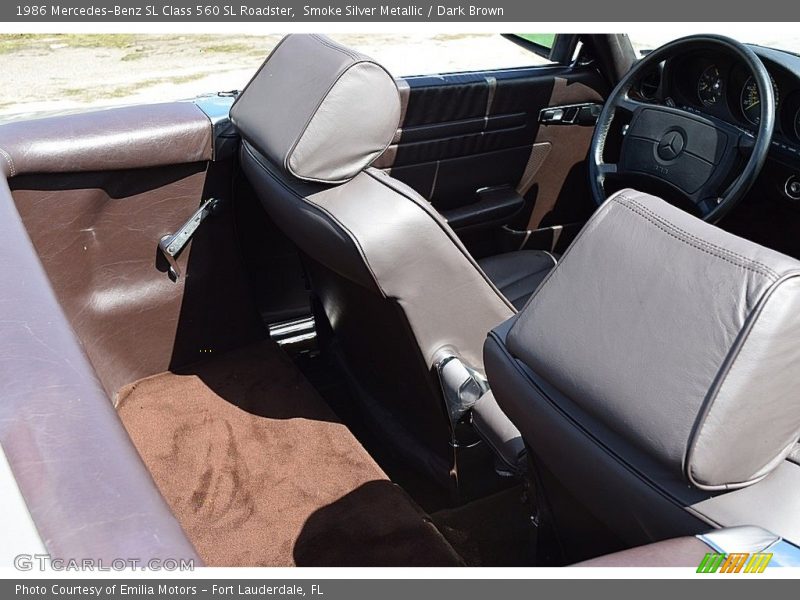 Smoke Silver Metallic / Dark Brown 1986 Mercedes-Benz SL Class 560 SL Roadster