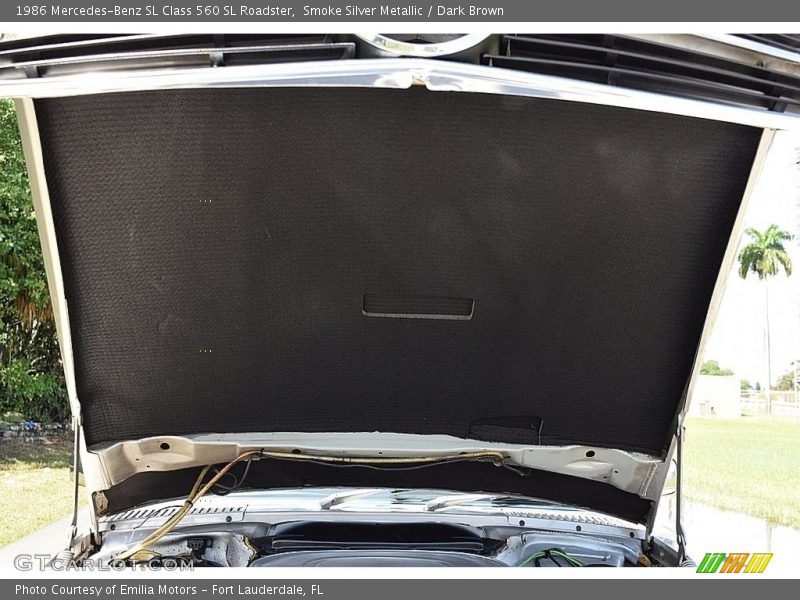 Smoke Silver Metallic / Dark Brown 1986 Mercedes-Benz SL Class 560 SL Roadster