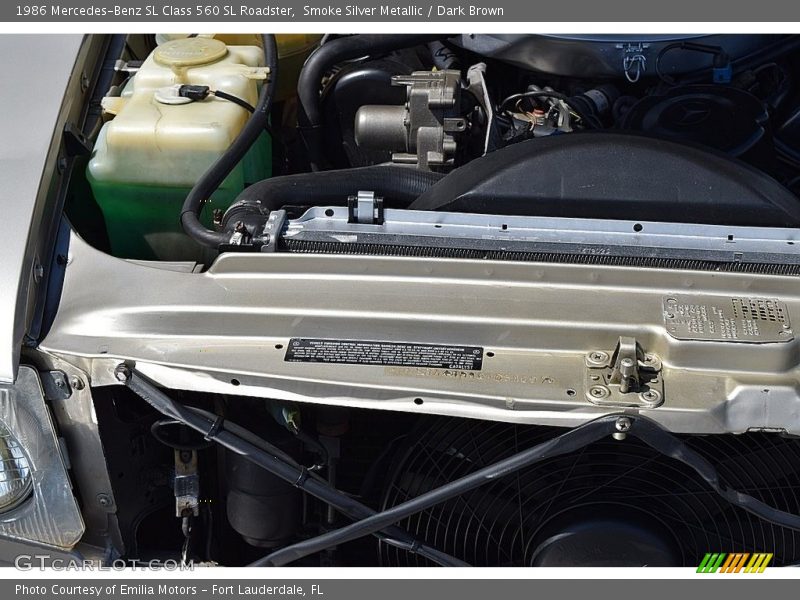 Smoke Silver Metallic / Dark Brown 1986 Mercedes-Benz SL Class 560 SL Roadster