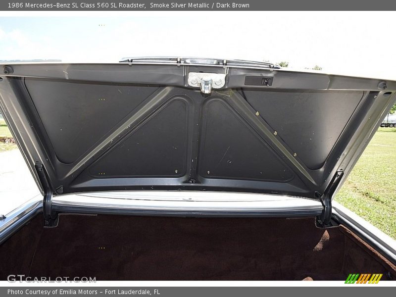 Smoke Silver Metallic / Dark Brown 1986 Mercedes-Benz SL Class 560 SL Roadster