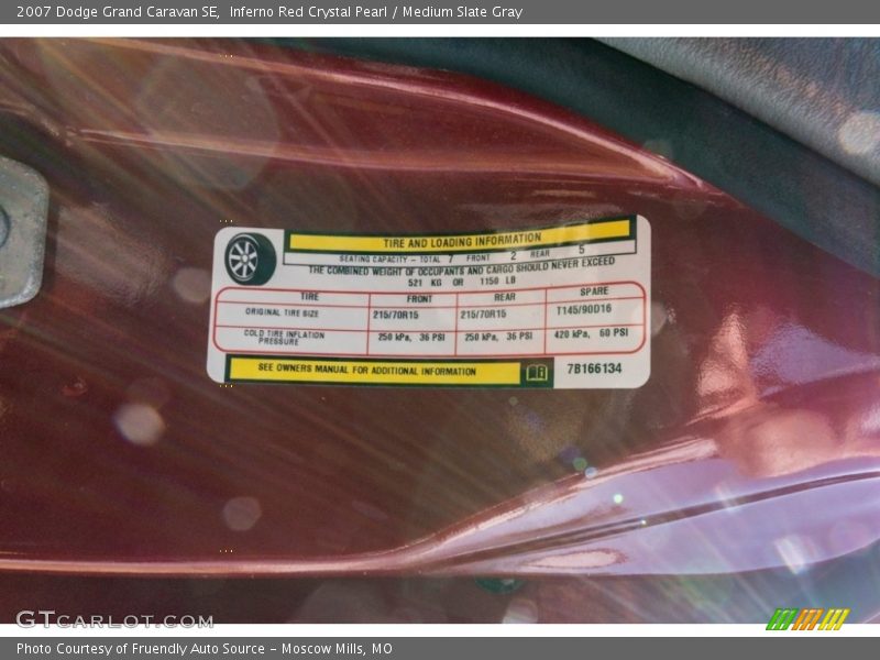Inferno Red Crystal Pearl / Medium Slate Gray 2007 Dodge Grand Caravan SE