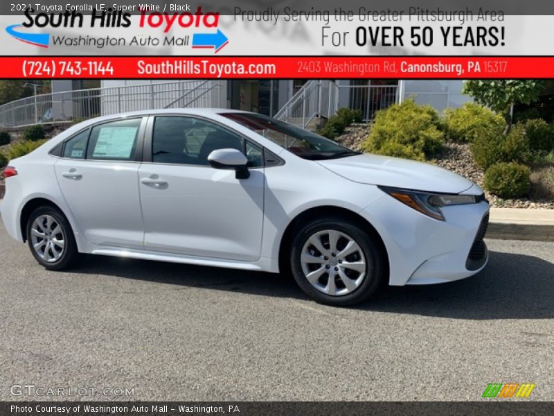 Super White / Black 2021 Toyota Corolla LE