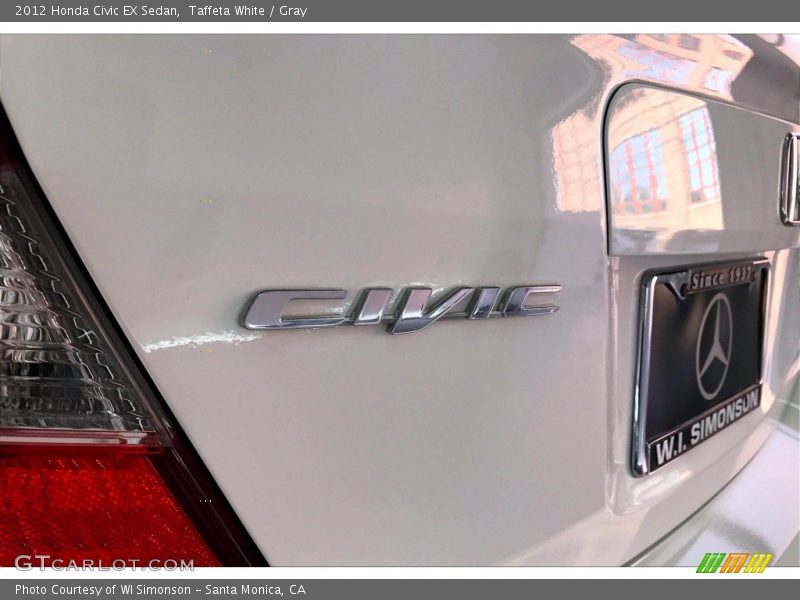 Taffeta White / Gray 2012 Honda Civic EX Sedan